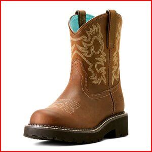 Western Boots Leather Pull-On Mid-Calf Equestrian Block Heel